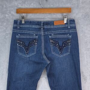 Vigoss Jeans Womens 7/8x29 Stretch Blue Bootcut Lowrise Dark Wash Cowgirl
